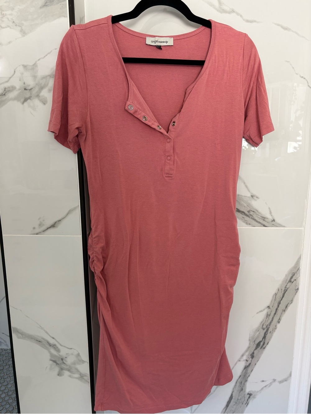Angel Maternity & Nursing pink henley dress